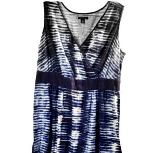 Tommy Hilfiger Blue & White 100% Cotton Tie Dye Tiered Maxi Dress 3X